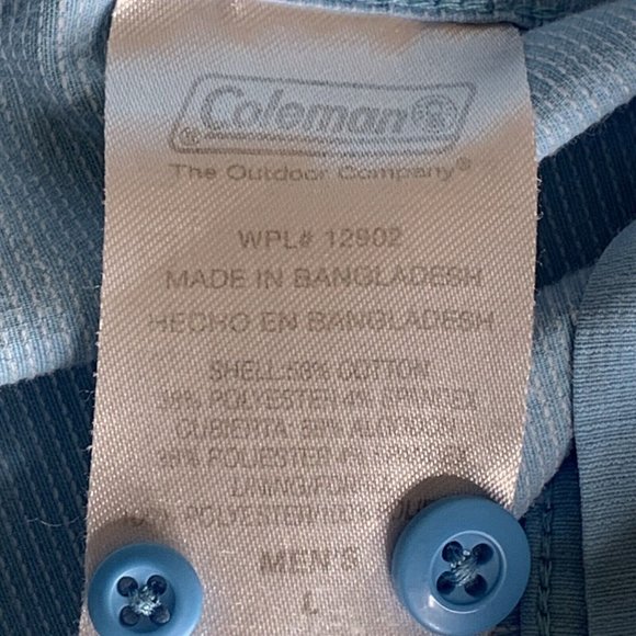 Coleman Outdoor Co. Camping Shirt Mens L Blue Button Down Vented Hiking Fishing - Picture 11 of 13